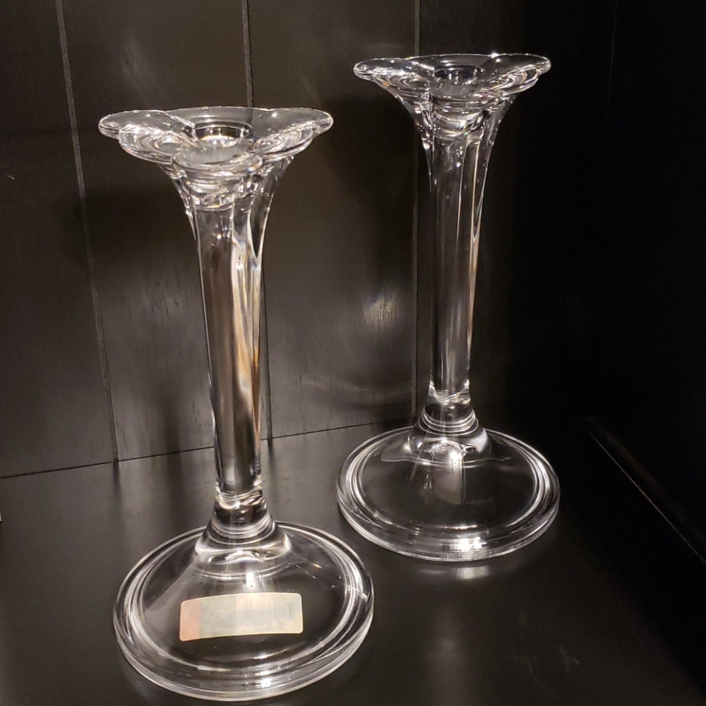 Mikasa Marquesa Lead Crystal Candleholders Set 2